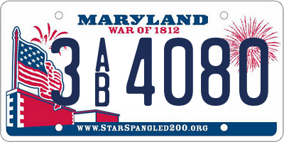MD license plate 3AB4080