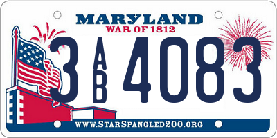MD license plate 3AB4083