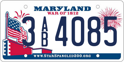 MD license plate 3AB4085