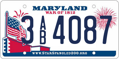 MD license plate 3AB4087