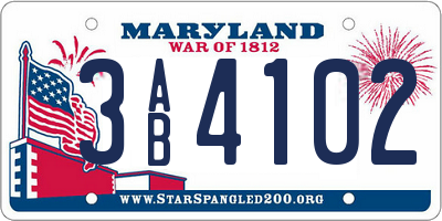 MD license plate 3AB4102