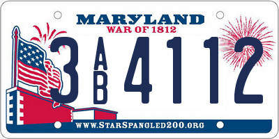 MD license plate 3AB4112