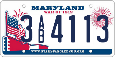 MD license plate 3AB4113