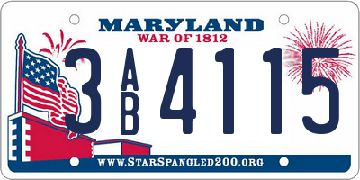 MD license plate 3AB4115