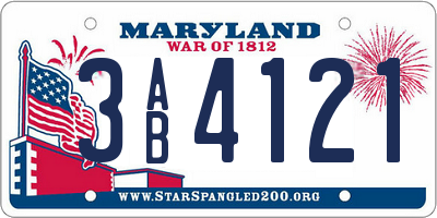 MD license plate 3AB4121