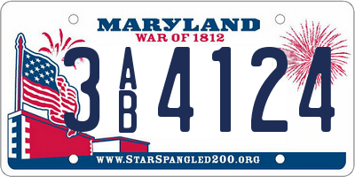 MD license plate 3AB4124