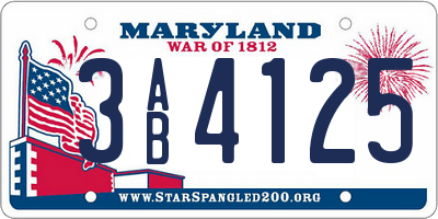MD license plate 3AB4125