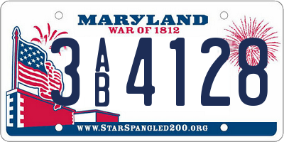 MD license plate 3AB4128