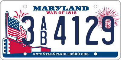 MD license plate 3AB4129