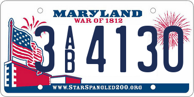 MD license plate 3AB4130