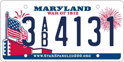 MD license plate 3AB4131