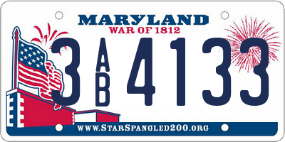 MD license plate 3AB4133