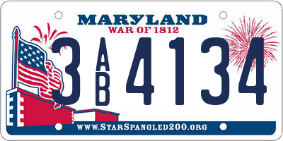 MD license plate 3AB4134
