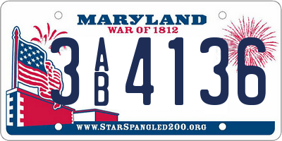 MD license plate 3AB4136