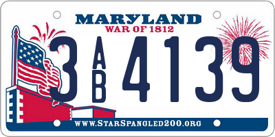 MD license plate 3AB4139