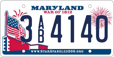 MD license plate 3AB4140