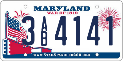 MD license plate 3AB4141