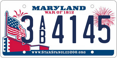 MD license plate 3AB4145