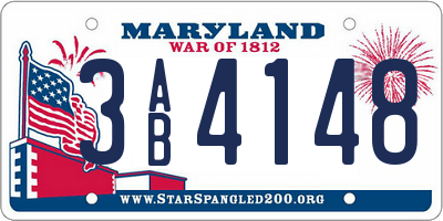 MD license plate 3AB4148