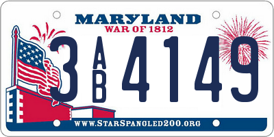 MD license plate 3AB4149