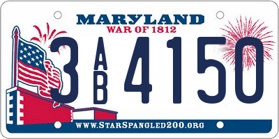 MD license plate 3AB4150