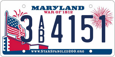 MD license plate 3AB4151
