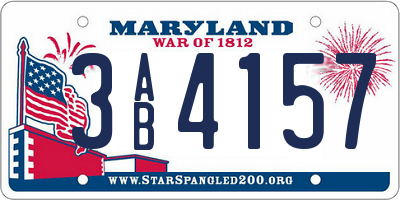 MD license plate 3AB4157