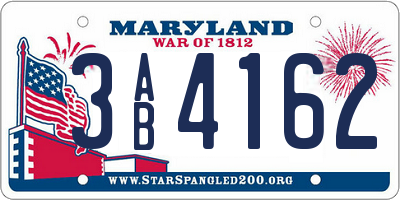 MD license plate 3AB4162