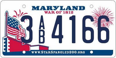 MD license plate 3AB4166