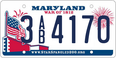 MD license plate 3AB4170