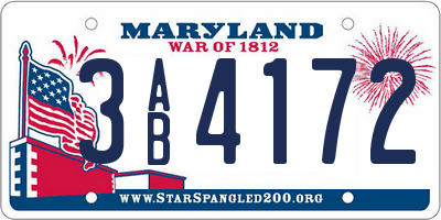 MD license plate 3AB4172