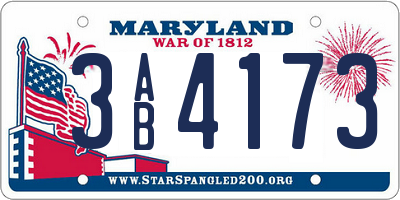 MD license plate 3AB4173