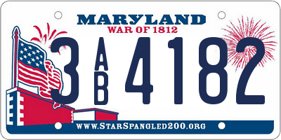 MD license plate 3AB4182
