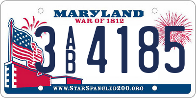 MD license plate 3AB4185