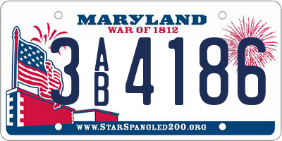 MD license plate 3AB4186