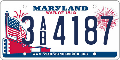 MD license plate 3AB4187