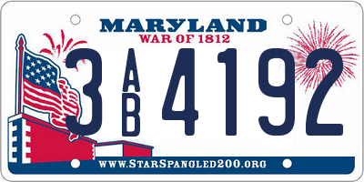 MD license plate 3AB4192