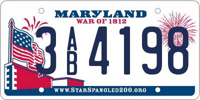 MD license plate 3AB4198