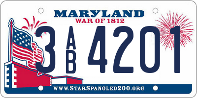 MD license plate 3AB4201
