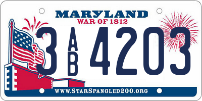 MD license plate 3AB4203
