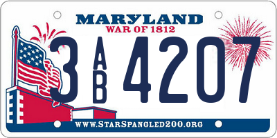 MD license plate 3AB4207