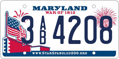 MD license plate 3AB4208