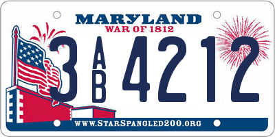 MD license plate 3AB4212