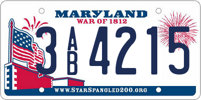 MD license plate 3AB4215
