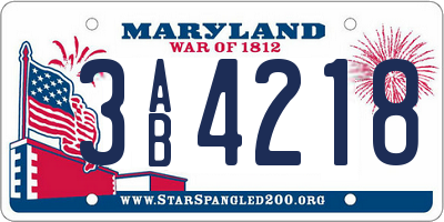 MD license plate 3AB4218