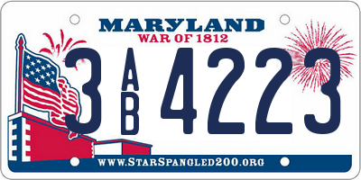 MD license plate 3AB4223
