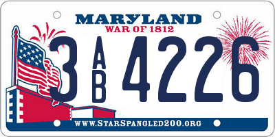 MD license plate 3AB4226