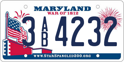 MD license plate 3AB4232