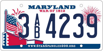 MD license plate 3AB4239