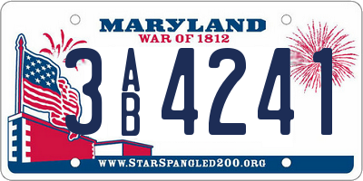 MD license plate 3AB4241